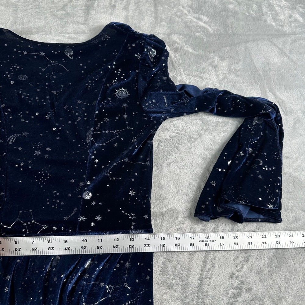 Spirit Celestial Maxi Dress Womens S/M Navy Blue Velvet Whimsigoth Witchy Star - Picture 7 of 10
